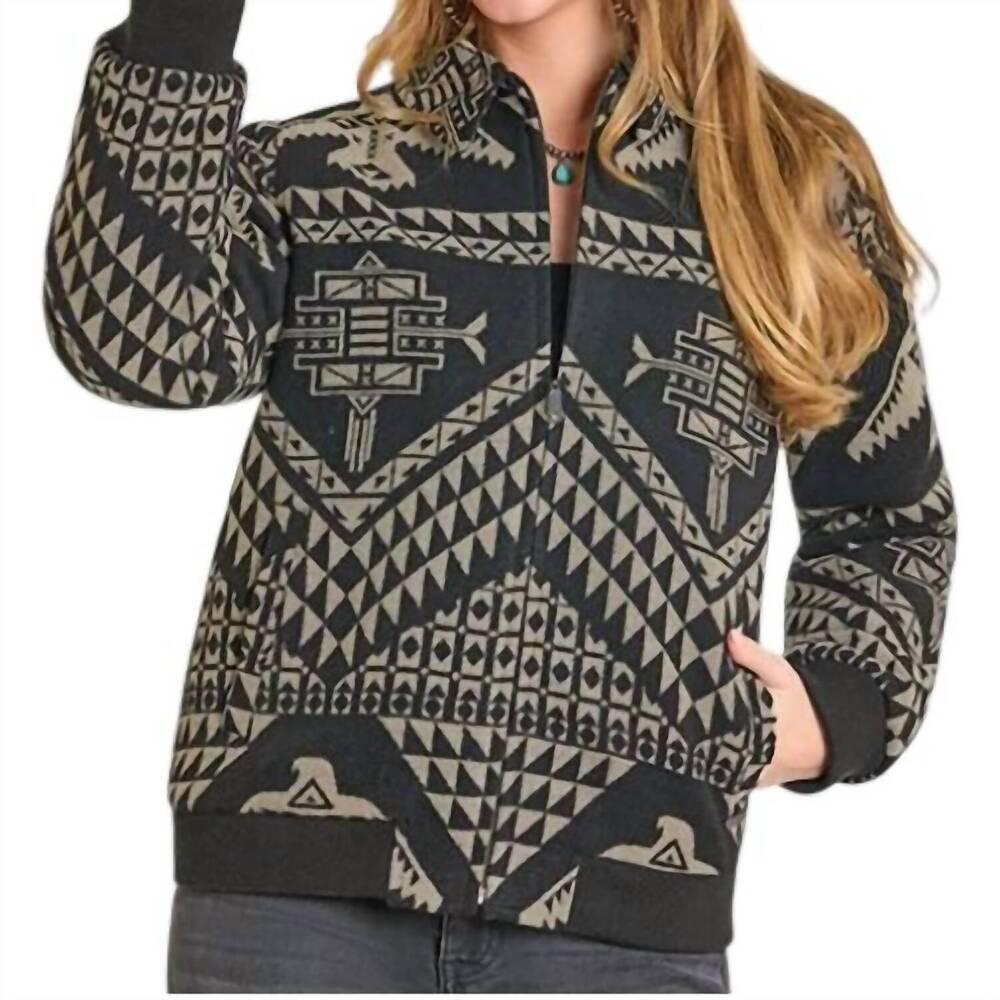 NEW PANHANDLE aztec bomber jacket in black